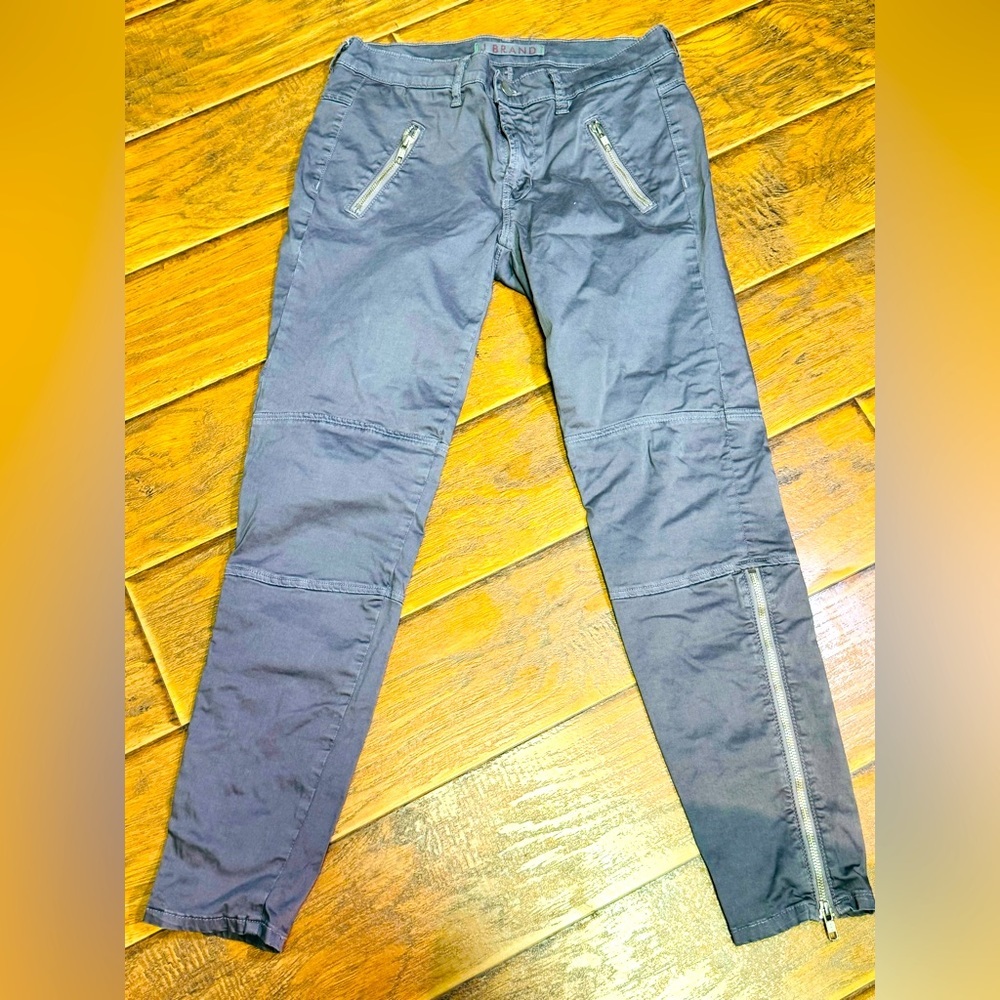 J Brand Jeans Womens Size 27 Gray Moto Skinny Zipper Legs Stretch Crop Vin grey